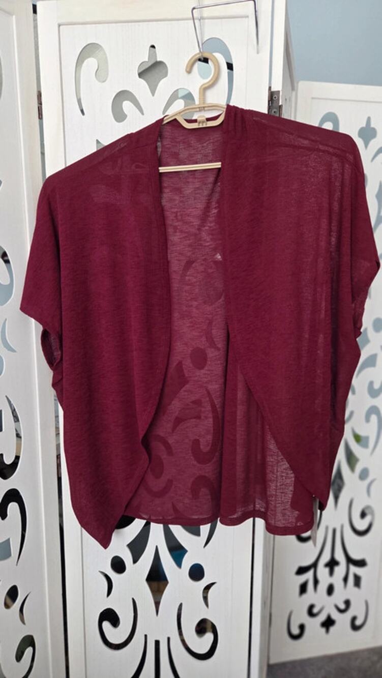 Emery Rose Cardigan Large NWT Maroon Burgundy Sheer Lightweight Cocoon Kimono